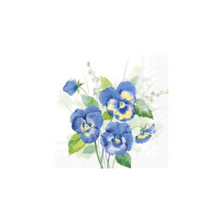 IHR PANSIES BOUQUET BLUE papírszalvéta csomag 33x33cm