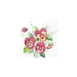 IHR PANSIES BOUQUET RED papírszalvéta csomag 33x33cm