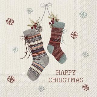 IHR papírszalvéta csomag 33x33cm HAPPY STOCKINGS krém
