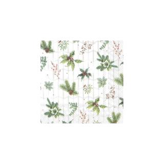 IHR papírszalvéta csomag 33x33cm WHITE XMAS GREENERY fehér