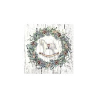 IHR papírszalvéta csomag 33x33cm WHITE XMAS WREATH szürke