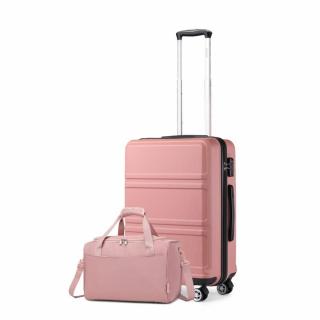 KONO K1871-1L+EA2321 20"-os 2 részes bőröndkészlet utazótáskával - pink