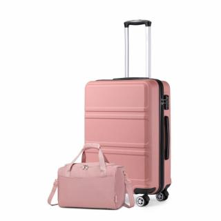 KONO K1871-1L+EA2321 24"-os 2 részes bőröndkészlet utazótáskával - pink