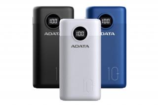 ADATA Akkubank - P10000QCD 10000mAh (Powerbank, 2xUSB-A, 1xUSB-C, kijelző, fekete)