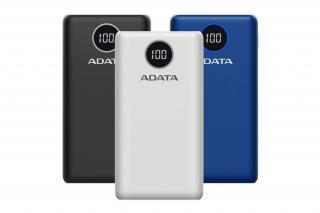 ADATA Akkubank - P20000QCD 20000mAh (Powerbank, 2xUSB-A, 1xUSB-C, kijelző, fehér)