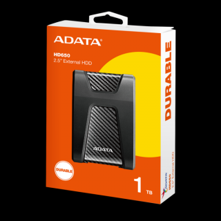 ADATA Külső HDD 2.5" - 1TB HD650 (USB3.2, Ütésálló, LED, Fekete)