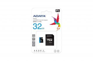 ADATA MicroSD kártya - 32GB microSDHC UHS-I Class10 A1 V10 (R/W: 100/20 MB/s) + adapter