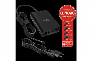 Advance Notebook töltő - Universal Charger for LENOVO Laptops (90W, 4 csatlakozó, automata feszültség érzékelés, fekete)
