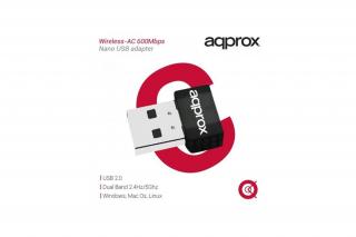 APPROX Hálózati Adapter - USB, nano, Dual-Band, 600 Mbps Wireless N (802.11b/g/n/ac)