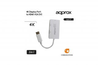 APPROX Kábel átalakító - Display Port to HDMI/VGA/DVI 4K