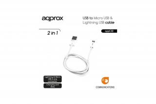 APPROX Kábel - USB to Micro USB  Lightning USB cable (Apple, iPhone, iPad)