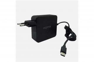 APPROX Notebook adapter 90W - Univerzális USB Type-C töltő, 5V/3A, 9V/3A, 12V/3A, 15V/3A, 20V/4.5A, Fekete