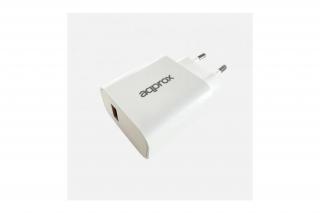 APPROX Telefon töltő - USB Type-C, 18W gyorstöltő, Fehér + 1m USB Type-C kábel, Fehér