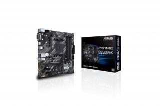 Asus Alaplap - AMD PRIME B550M-K AM4 (B550, 4xDDR4 4800MHz, 4xSATA3, 2x M.2, Raid, 4xUSB2.0, 8xUSB3.2)