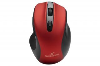 Bluestork Vezeték nélküli Egér - M-WL-OFF75-RED (Rechargeable, 1600 DPI, 6 gomb, optikai, piros)