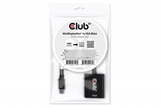 Club 3D Átalakító - CAC-2113 (Mini DisplayPor 1.1a to VGA, fekete, aktív, 1920x1200@60Hz, kompatibilis AMD/Nvidia/Intel)