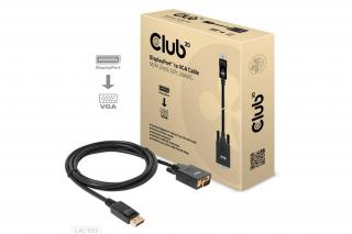 Club 3D Kábel - CAC-1012 (DisplayPort to VGA, 2m, 28AWG, Full HD 1080p, Aranyozott csatlakozók)