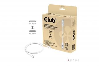 Club 3D Kábel - CAC-1572 (USB4 Type-C, 240W PD, 80Gbps, 8K240Hz, 4K540Hz, Bidirectional, 1,2m, fekete)