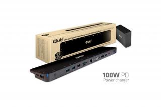 Club 3D Notebook Dokkoló - CSV-1564W100 (100W, 3.2 USB-C to 3xUSB-A 3.2, 5x USB-A,HDMI, PD, VGA, RJ45, SD, Micro SD, 3,5