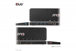 Club 3D Notebook Dokkoló - CSV-1566 (120W, USB-C to 5x USB-A Gen 1, USB-C  Gen 1, 2xHDMI, DP, RJ45, SD.TF. 3,5 Jack, DC)