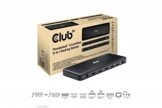 Club 3D Notebook Dokkoló - CSV-1582 (140W, Thunderbolt 4, DP, 2xHDMI, USB-C, 4xUSB-A, SD, TF, RJ45, 3,5 Jack, DC)