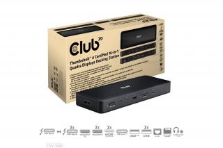 Club 3D Notebook Dokkoló - CSV-1583 (140W, 2xThunderbolt 4, 3xDP, 2xHDMI, USB-C, 3xUSB-A, SD, TF, RJ45, 3,5 Jack, DC)