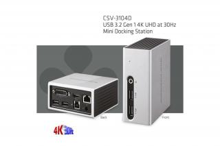 Club 3D Notebook Dokkoló - CSV-3104D (4K UHD, 3.0 USB-A to HDMI, DVI-I, 4xUSB-A, RJ45, 3.5 Jack Audio + Mic)