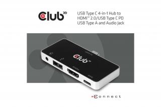 Club 3D USB Hub - CSV-1591 (3.1 USB-C Gen 1 to HDMI, 2.0 USB-A, USB-C 100W, 3,5 Jack, 4k60Hz)