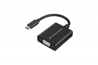 Conceptronic Kábel - ABBY05B (USB-C to VGA, FullHD/60Hz, aluminium, fekete)