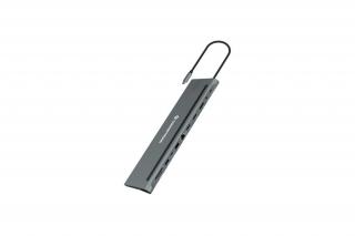 Conceptronic Notebook Dokkoló - DONN17G (USB-C to HDMI/DP/USB-C PD/USB-C data/USB 3.0/USB 2.0/SD/TF/GbE/AUX)