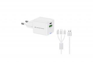 Conceptronic telefon töltő adapter+kábel - ALTHEA16W (USB-C+USB-A, 33W, 3in1 töltő kábel, fehér)