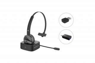 Conceptronic Vezeték nélküli Fejhallgató - POLONA03BDA (BT+ USB adapter, hangerőszabályzó, felhajtható mikrofon, fekete)