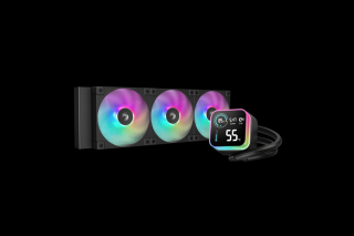DeepCool CPU Water Cooler - LQ360 (max 21dB; max. 122,39 m3/h; 3x12cm, LED kijelző, fekete)