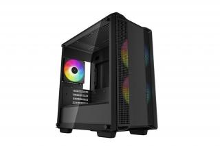 DeepCool Számítógépház - CC360 ARGB (fekete, ablakos, 3x12cm ventilátor, Mini-ITX / Micro-ATX, 1xUSB3.0, 1xUSB2.0)