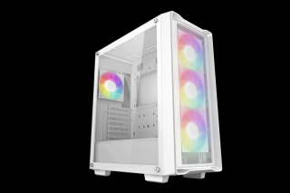 DeepCool Számítógépház - CC560 MESH WH V2 (ablakos, 4x12cm A-RGB ventilátor, ATX, 2xUSB3.0, fehér)