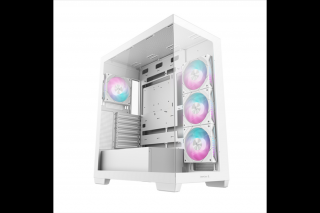 DeepCool Számítógépház - CG580 4F WH (fehér, ablakos, 4x12cm A-RGB, BTF, ATX, 2xUSB3.0, 1xUSB2.0)