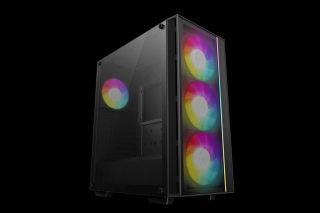 DeepCool Számítógépház - MATREXX55 MESH V4 C (fekete, ablakos, 3x14cm + 1x12cm A-RGB venti, ATX, 1xUSB3.0, Type-C)