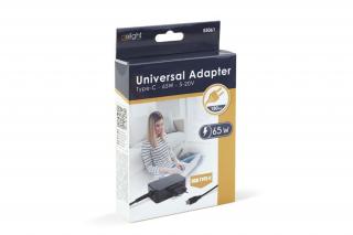 Delight Type-C (USB-C) adapter 65W (55061), DC 5-20V, 1,8 m - fekete