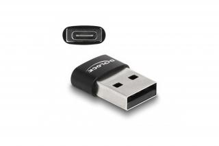 Delock adapter - 60002 (USB2.0, A-típusú USB apa - USB Type-C anya, Fekete)