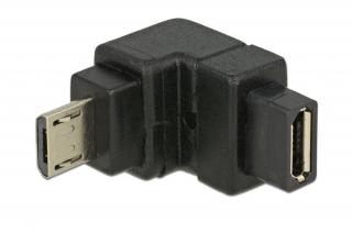 Delock Adapter USB 2.0 Micro-B apa > USB 2.0 Micro-B anya elforgatott végű, fekete