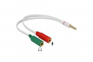 Delock Átalakító - 65447 (sztereó jack apa 3.5 mm > 2 x sztereó jack anya 3.5 mm 4 pines adapter (iPhone))