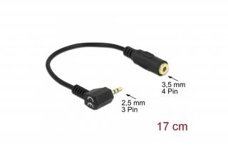 Delock Átalakító - 65674 (sztereó jack apa 2.5 mm > sztereó jack anya 3.5 mm 4 pines adapter)