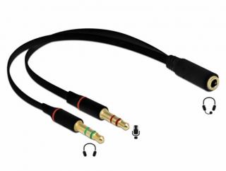 DELOCK fekete 20cm headset sztereó Jack adapter (65967)