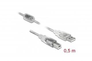 Delock Kábel - 82057 (USB2.0, A-B nyomtató kábel, apa/apa, ferrit, 0,5m)