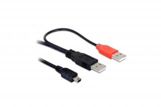 Delock Kábel - 82447 (2x USB-A 2.0 -> USB Mini 5 pin, apa/apa, 1m)