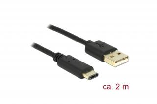 Delock Kábel - 83327 (USB Type-C -> USB-A 2.0, Max.: 480 Mb/s, fekete, 2m)