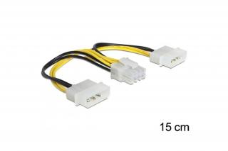 Delock Kábel - 83410 (1 x 8 pines EPS  -> 2 x 4 pines molex, 15cm)