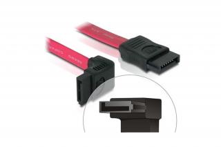 Delock Kábel - 84249 (SATA II, felfele elvezethető/egyenes csatlakozó (fémlappal), Max.: 3Gbps, piros, 50cm)