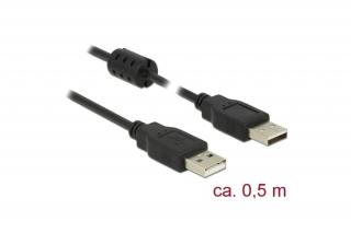 Delock Kábel - 84888 (USB-A - USB-A, apa/apa, fekete, 0,5m)