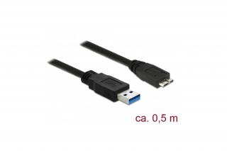 Delock Kábel - 85071 (USB3.0 A – USB3.0 Micro-B kábel, apa/apa, fekete, 0,5m)